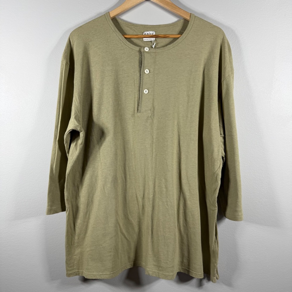 esby Davis 3/4 Henley Cactus Green - Size XL